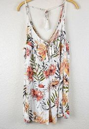 Ripcurl Women’s Medium Tropical Print Shorts Boho Romper Tassle Tie Closure