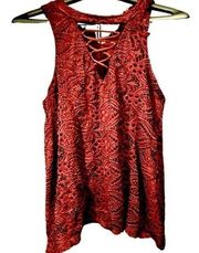 Rue 21  XL Lace Handkerchief Hem Sleeveless Top in Burgundy Wine