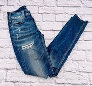 Silver Jeans Co Suki Mid Skinny Jeans Women's 26/L31 Medium Wash Destroyed Denim