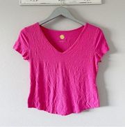 Anthropologie Daily Practice Hot Pink V Neck Ribbed Tee