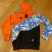 Ethik Woodstock Tie Dye Hoodie in  Orange Blue and Black