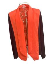 Lush color block orange and black open blazer L