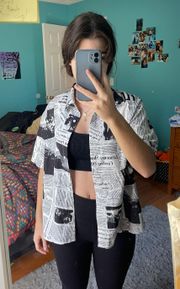 Newspaper Print Button-Up