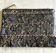 TOPSHOP faux snake skin fringe clutch