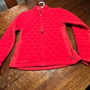 For Women Quilted Jacket Medium Red Running