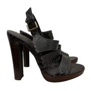 Colin Stuart Brown Snakeskin Strappy Heeled Sandals 5