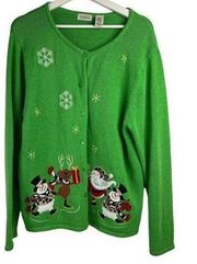 Classic Elements Size XL Vtg Christmas Cardigan Sweater Santa Snowman Reindeer