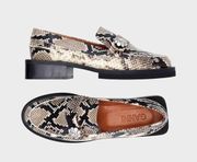 Ganni Snake Embossed Leather Jewel Moccasion Loafers Women's 10 (41) NEW