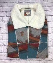 Mossimo Supply Co Faux Fur Aztec Vest Womens Small Lined  Print Vest Multi-Color