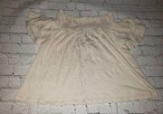 Nwt Poof Apparel Cream Flutter Sleeve Cropped Top Jrs Size Small