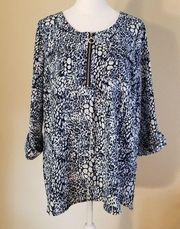 NWT! Cathy Daniels 3/4 Sleeve Zip Neckline Top Med