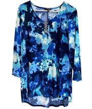 Ava & Grace blue watercolor 3 ring top size 1X