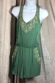 Alya Francesca’s Green Embroidered Shorts Romper Small