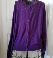 CENTRAL Park West New York Purple Cardigan Bead accents Size XXL