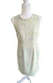 Tommy Bahama Silk Lined Light Green Floral Shift Dress Size 4