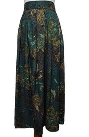 Vintage Worthington teal gold jacquard skirt size 14 (modern 6/8)