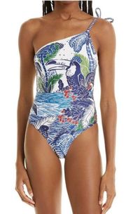 Tropical Print One Piece Swimsuit, Size XS