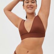 Everlane Womens size M Retired Rosewood Brown Triangle Bikini Top Swim Tie Back