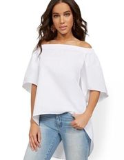 NWOT! New York & Company White Off-Shoulder Short-Sleeve Blouse - Size Small