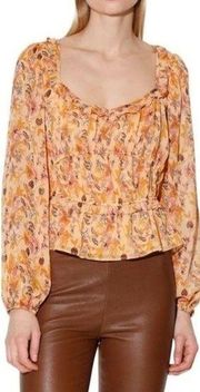 NWT Walter Baker Myka Top in Central Park Balloon Sleeve Blouse Floral Print S