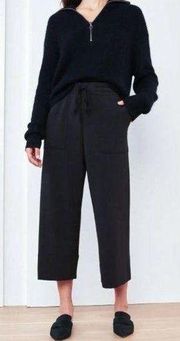 Quince SuperSoft High Waist Wide Leg Crop Pants in Black