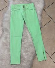 Lilly Pulitzer | neon green worth skinny mini zip jeans