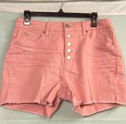 Time and Tru women’s size 10 pink denim high rise five button shorts. Frayed hem