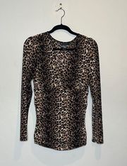 508-INC International Concepts Leopard Print Side Ruched Blouse