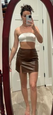 Kendall And Kylie Brown  Faux Leather Skirt