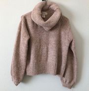 Jessica Simpson Cream/White Cowl Neck Crop Sweater