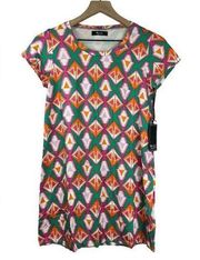 Michael Lauren Cuba Short Sleeve Mini T-Shirt Dress Bright Triangle Size Small