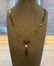 Handmade Vintage Pendant Necklace Red