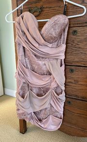 Wrap Body-con Strapless Mini Dress