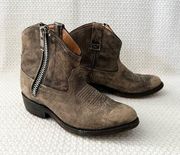 5/48 Lauralee Taupe Brown Distressed Leather Stitch Western Cowboy Ankle Boot 36