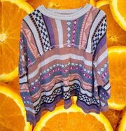 Easel BOHO Colorful Long Sleeve Sweater Size Small