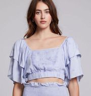 Chaser Doheny Faded Denim Crop Top. Size Small. Boho Festival NWT