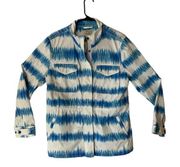 Style & Co womens large blue white stripe jacket nautical beach cool cute stripe