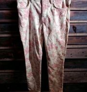 LAUREN by Ralph Lauren size 2 jeans white with mauve flowered prints waist 28 “