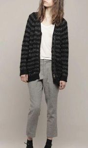 3.1 Philip Lim Black & Gold Metallic Stripe Cardigan