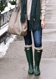 - Original Back Adjustable Tall Rain Boots Green Winter Snow Knee High