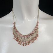 American Eagle Outfitters Gold, Pink, & Orange Dangling Beaded Necklace