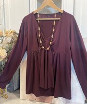 Modern Top/Blouse Size L Burgundy