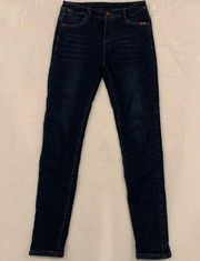 Velour Lined Navy Blue Skinny Jeans Size 27