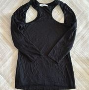 Bailey/44 Women’s Black Shoulder Cut Out Long Sleeve Top