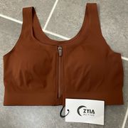 Zyia Active Coffee Front Zipper Access Bra size XS