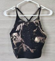 Old Navy Go Dry Black Gold Long Line Racer Back Tank Sports Bra Women's Size M