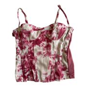 Pretty Little Thing Fuschsia Tie Dye Print Structured Corset Top