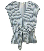 Striped Linen Peplum Top