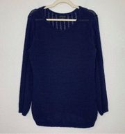 Rachel Zoe Karla Navy Blue Open Knit Long Sleevs Pullover Women’s Sweater