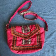 Antik Kraft Bohemian Crossbody Pink Bag with Mexico Flare